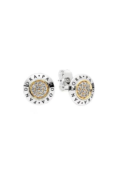 Pandora Cercei Pandora Signature pave din Argint 925, Aur 14k si Zirconiu