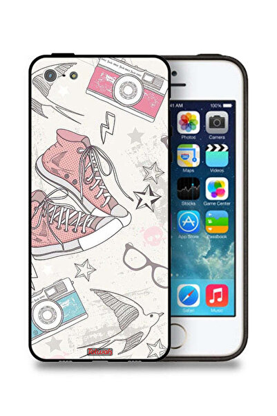 Tolwak جراب حماية من القماش لهاتف Apple iPhone 5/5s/SE بتصميم حذاء وفن كاميرا