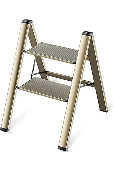 Sunrise Power Industerial Ladder Aluminum Folding Step, Anti-slip Sturdy And Wide Pedal Lightweight 2 Steps