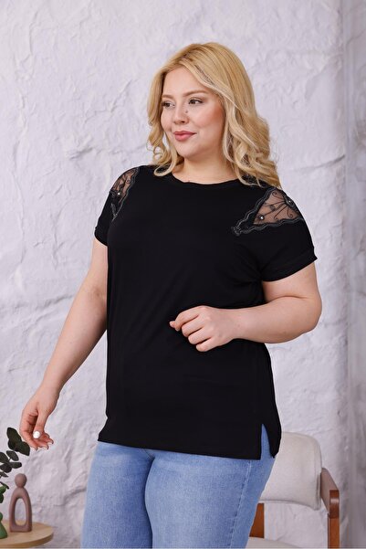 Siyezen Μπλούζα μεγάλου μεγέθους με κέντημα στους ώμους