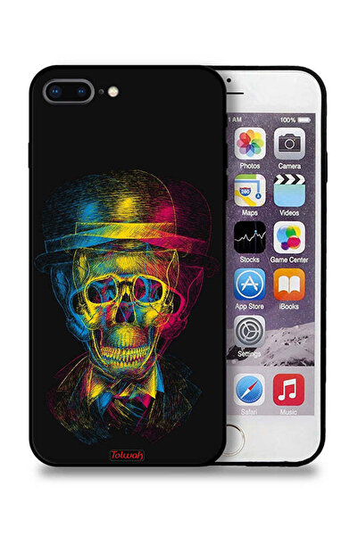 Tolwak غطاء حماية لجهاز Apple iPhone 7 Plus بتصميم جمجمة وقبعة ملونة وفن خيالي