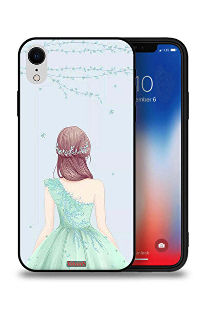 Tolwak جراب حماية لهاتف Apple iPhone XR - فتاة لطيفة ترتدي فستانًا مزهرًا