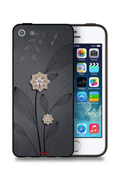 Tolwak غطاء حماية لجهاز Apple iPhone 5/5s/SE برسومات زهور ماسية