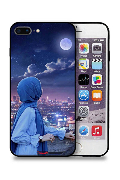 Tolwak غطاء حماية لجهاز آيفون 7 بلس من آبل، صورة فتاة محجبة تنظر إلى القمر