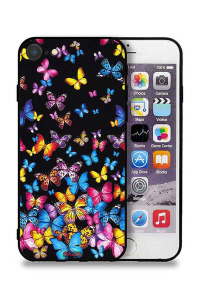 Tolwak غطاء حماية لجهاز Apple iPhone 8 بنقشة فراشات ملونة
