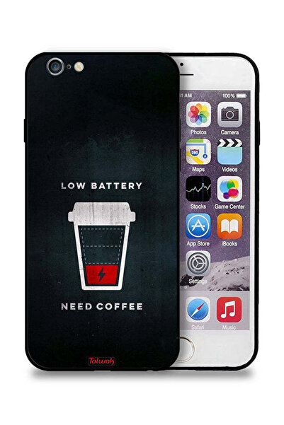 Tolwak جراب حماية لجهاز Apple iPhone 6 Plus/6s Plus - بطارية منخفضة - يحتاج إلى قهوة