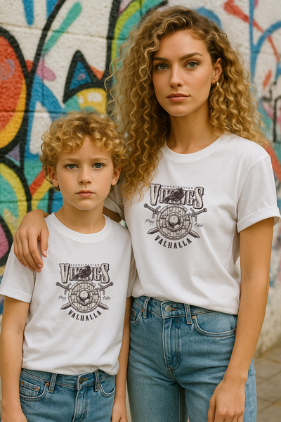 TARZ STİL تي شيرت مطبوع عليه تريند متوافق مع الأم والابن 13296