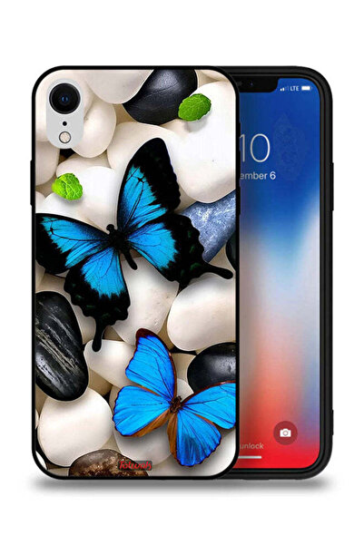 Tolwak غطاء حماية لهاتف Apple iPhone XR بنقشة فراشات على أحجار