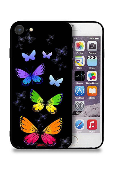 Tolwak غطاء حماية لجهاز Apple iPhone 8 بنقشة فراشات ملونة