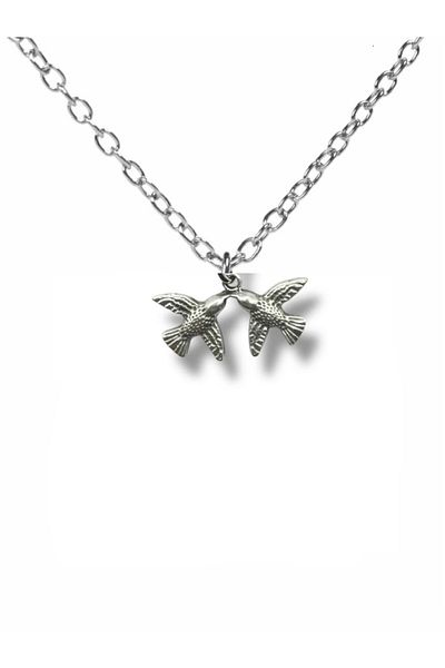 Herşey Nota Soulmates – Unisex Necklace with Two Bird Figures (60 cm Chain)