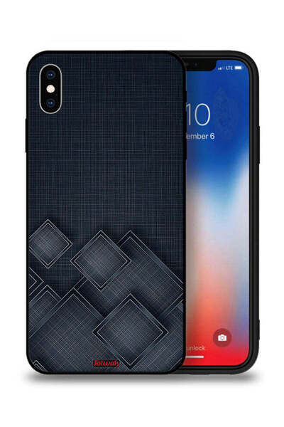 Tolwak غطاء حماية لجهاز Apple iPhone XS Max بنقشة مربعات على القماش