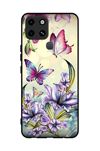 Covernex غطاء حماية لهاتف إنفينيكس سمارت 6 بنقشة زهور أرجوانية وفراشات