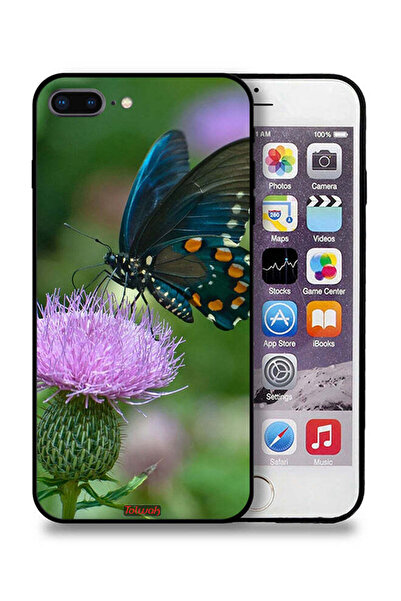 Tolwak غطاء حماية لجهاز Apple iPhone 7 Plus بتصميم فراشة تجلس على زهرة