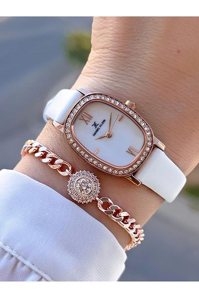 Daniel Klein Leather Cord 30 Mt Water Resistant 2 Years Warranty Women Wrist Watch+Bracelet Bfg13943.5