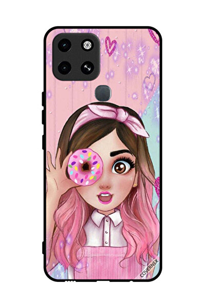 Covernex غطاء حماية لهاتف إنفينيكس سمارت 6 برسومات فتاة محبة للدونات