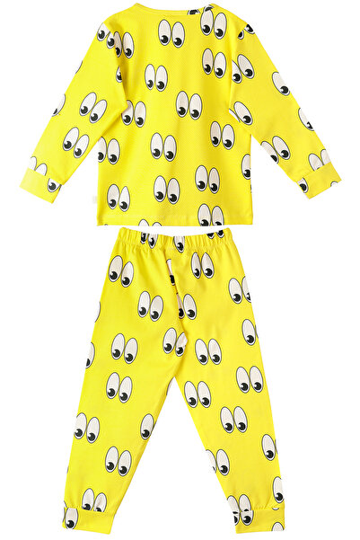 Milk & Muffin Sarı Zemin Eyes Desenli Pijama Takımı