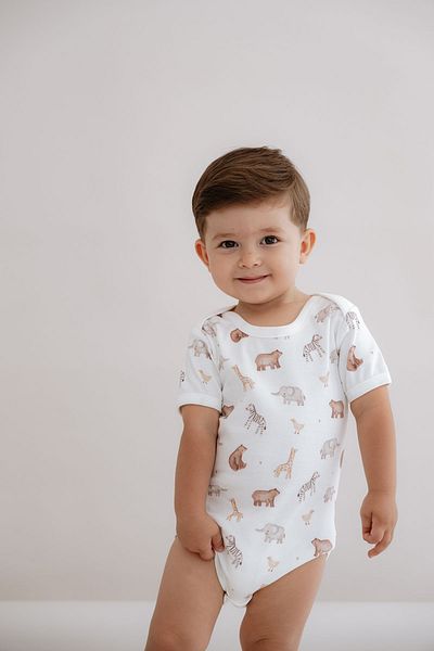 Tuğba Kuğu Short Sleeve Baby Body - Pureline Series - Cute Animals