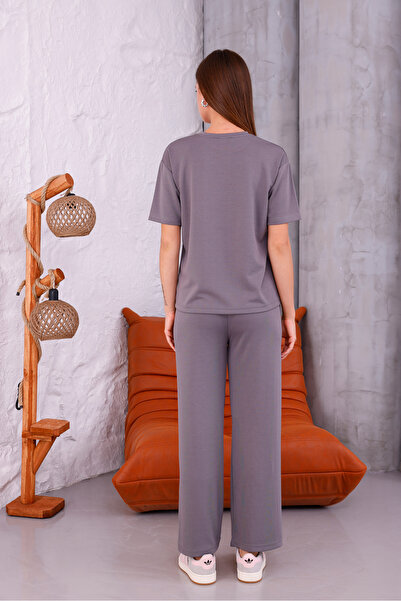 Sfg Life Moda Women's Crew Neck and Lycra High Waist Double Combed Cotton Bottom-Top Set