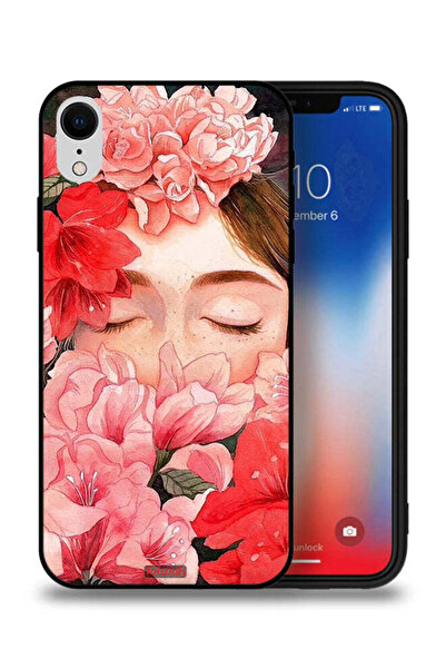 Tolwak جراب حماية لجهاز iPhone XR من Apple، وجه فتاة مختبئة بين الزهور