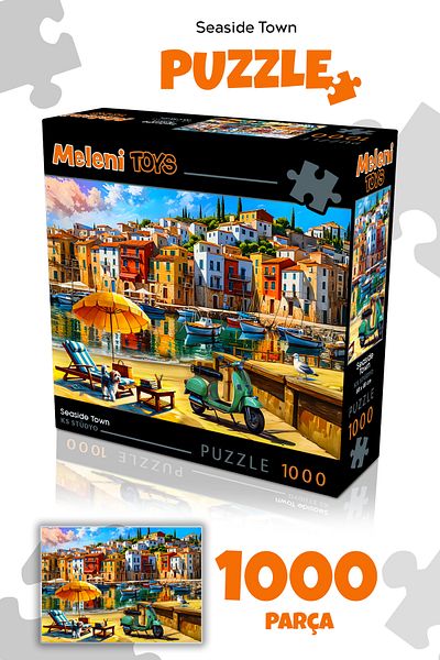 Meleni Toys 1000 Piece Seaside Town Puzzle - Seaside Town Landscape in the Town Puzzle 68X48 cm