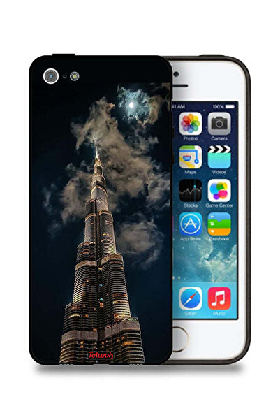 Tolwak غطاء حماية لجهاز Apple iPhone 5/5s/SE بطبعة برج خليفة في الليل