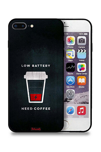 Tolwak جراب حماية لجهاز Apple iPhone 7 Plus - بطارية منخفضة - يحتاج إلى قهوة
