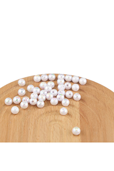 Prestij Boncuk Mărgele albe perle din plastic placate cu Janjan 8MM 500 grame...