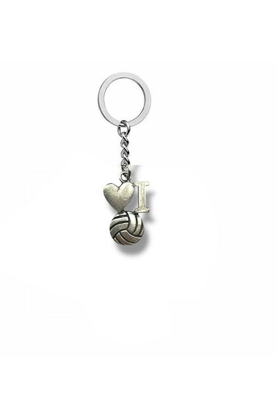 Herşey Nota I Love Volleyball – Volleyball Themed Unisex Metal Keychain