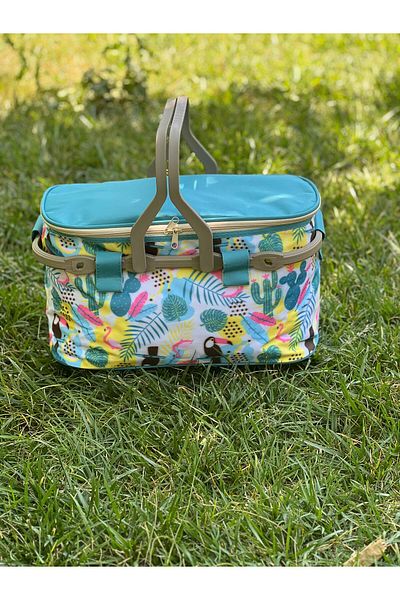 Kale Termos İcemax 25 Lt Cactus Pattern Insulated Picnic Basket