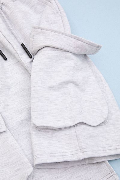 Cansın Mini Gray Pocket Text Printed Boys' Shorts with Elastic Waist 21165