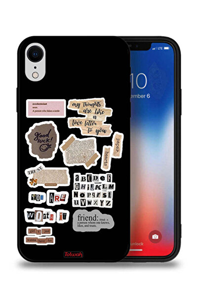 Tolwak جراب حماية لجهاز Apple iPhone XR مع ملصقات اقتباسات الحظ السعيد