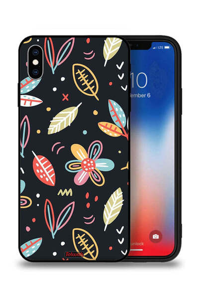 Tolwak غطاء حماية لجهاز Apple iPhone XS بنقشة الزهور والأوراق الفنية التجريدية