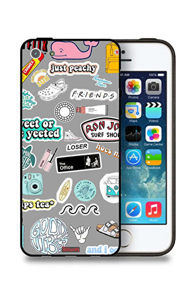 Tolwak غطاء حماية لجهاز Apple iPhone 5/5s/SE بملصقات Good Vibes