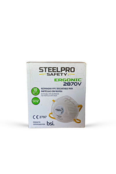 Steelpro Safety 2870V FFP2 NR Konik Toz Maskesi (10 Adet-Kutu)