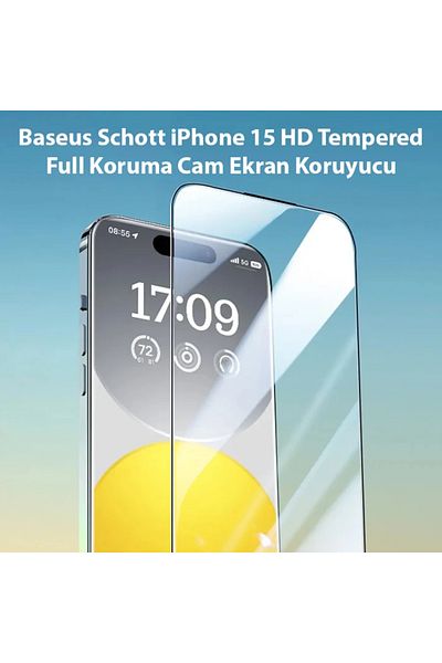 CepteToptan واقي شاشة زجاجي كامل الحماية لهاتف iPhone 15 HD - (1903) - MKİ7906-9793