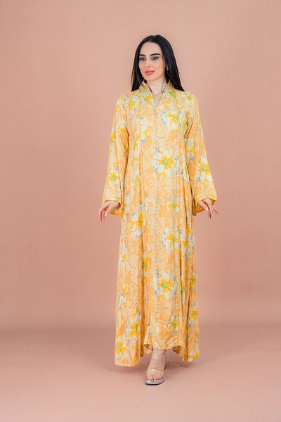 IKKXA Floral Elegance Collared Jalabiya
