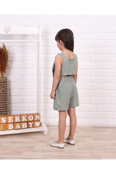 Serkon Girl Crop Muslin Shorts Set Ser-0875