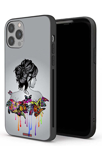 Tolwak غطاء حماية لجهاز آيفون 12 برو من آبل، رسم تجريدي لفراشات وفتاة