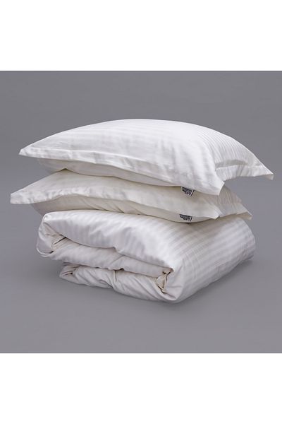 Bed N Home SA Duvet cover set, 100%Egyptian cotton, 350TC, Stripe, 1cm, White ,2pillowcases, 240×260cm