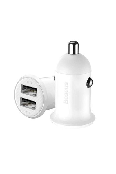 Baseus Încărcător auto, 2x USB, 4.8A, CCALP-02 - Alb