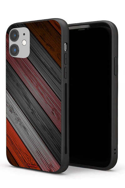 Tolwak Apple iPhone 11 Protective Case Colored Wooden Pattern