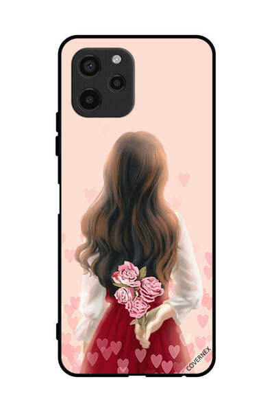 Covernex غطاء حماية لهاتف هواوي إنجوي 50z فتاة تخفي الزهور