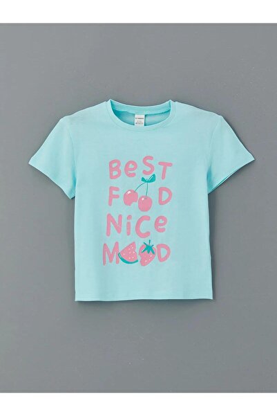 LC Waikiki LCW Kids Bisiklet Yaka Baskılı Kız Çocuk Tişört 2'li (S5)
