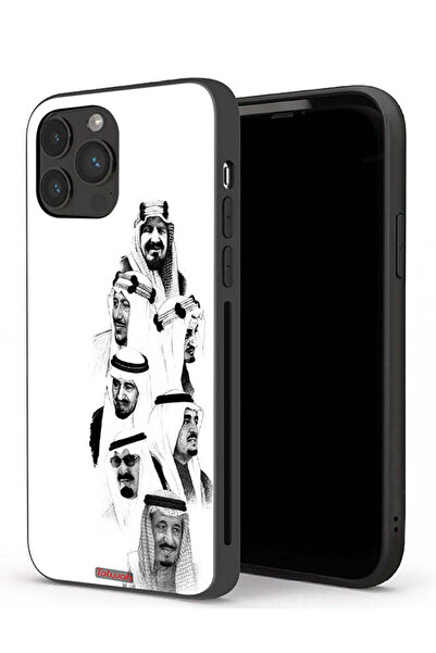 Tolwak غطاء حماية لجهاز ابل ايفون 13 برو ماكس - فن ملوك السعودية - أبيض وأسود