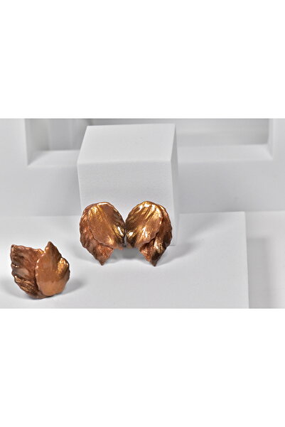 NARRU Handmade NARRU earrings, leaf-shaped, in copper and gold tones, Martina 03