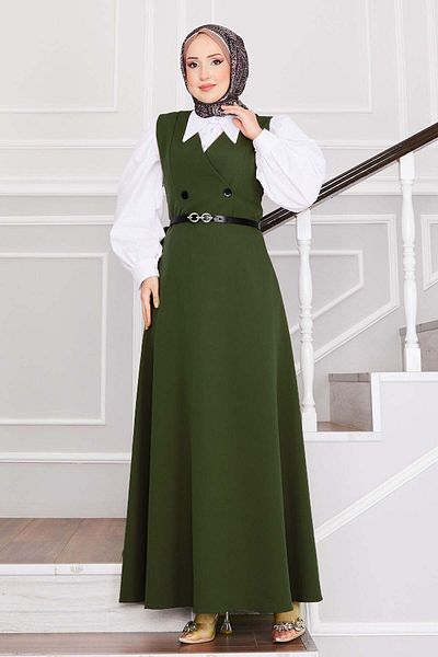 EBRUTESETTÜR Button Detailed Belted Hijab Gilet
