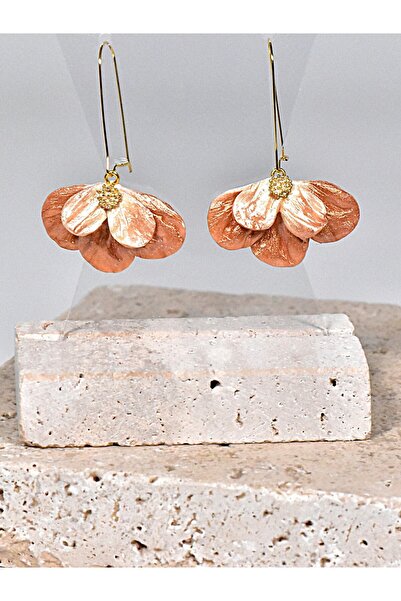 NARRU Handmade NARRU earrings, flower shape, copper and gold, Milena 15
