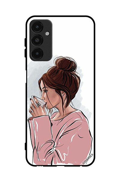 Covernex غطاء حماية لهاتف سامسونج جالاكسي A14 5G، رسم فتاة تشرب الشاي