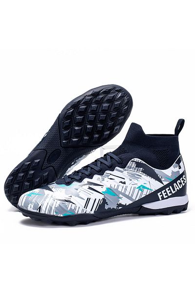 MBrands Football Boots, 8.4 With Ankle For Synthetic Ground, Color White With Black 37