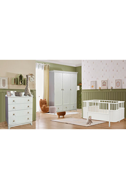 Koza Bohem %100 MDF Büyüyen Maxi Bebek Odası Takımı ( 3 Kapılı Dolap & Şifony...